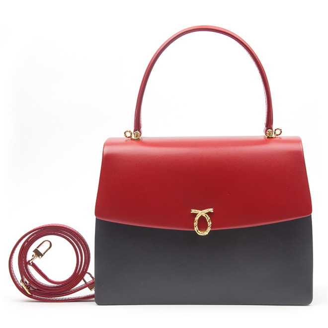 Launer London Diva Handbag Grey Red Calf £1,300