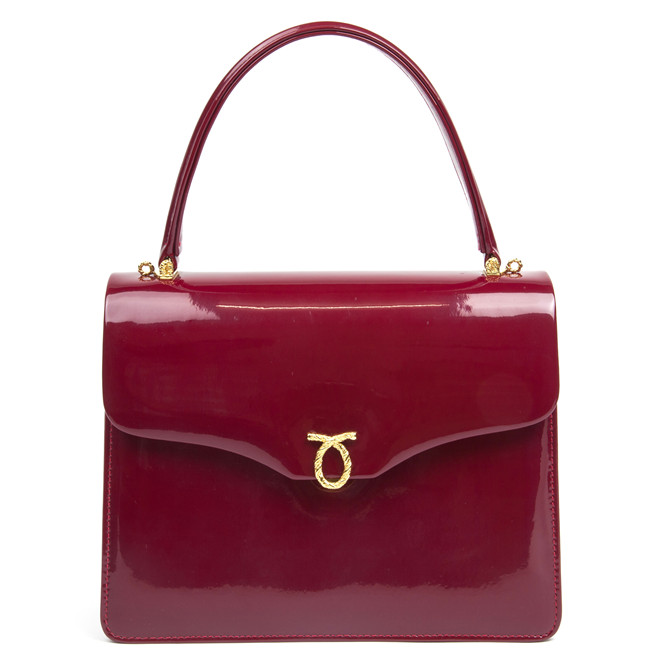 Launer London Royale handbag in rasperry patent £1,600