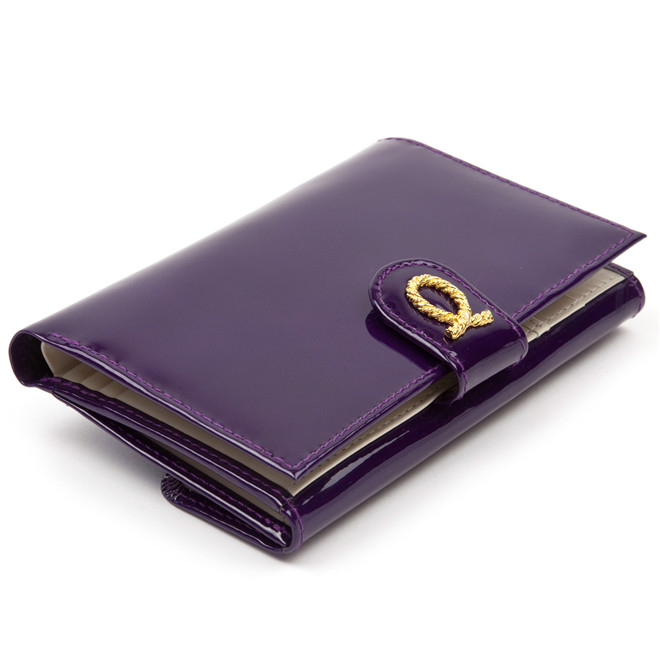 Launer medium purse patent purple rope £292